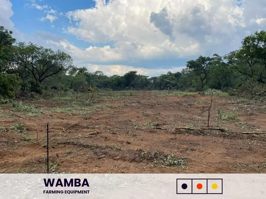 Large area cleared of bush. 