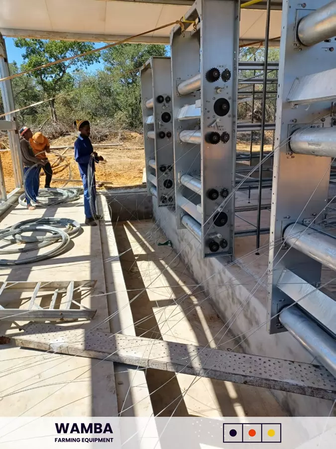Workers installing wire reinforcement.