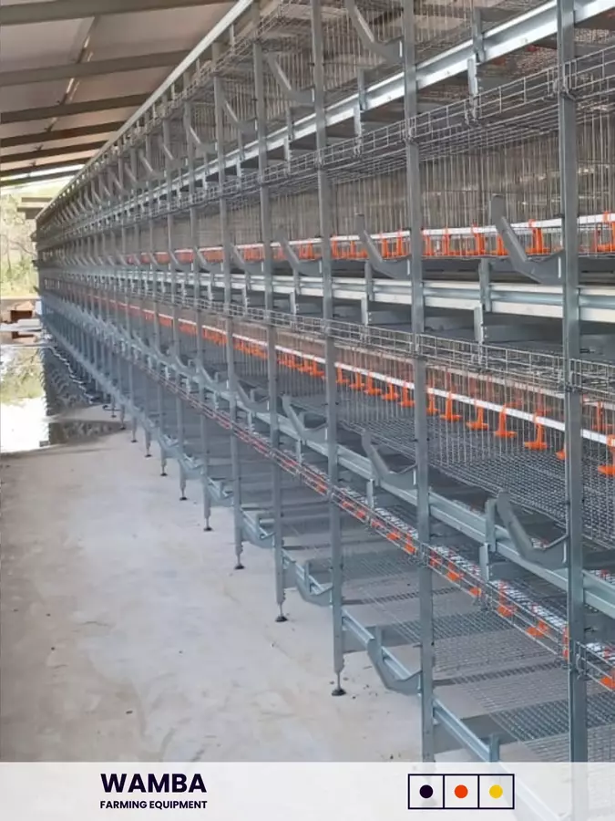 Completed cage section with watering system installed.