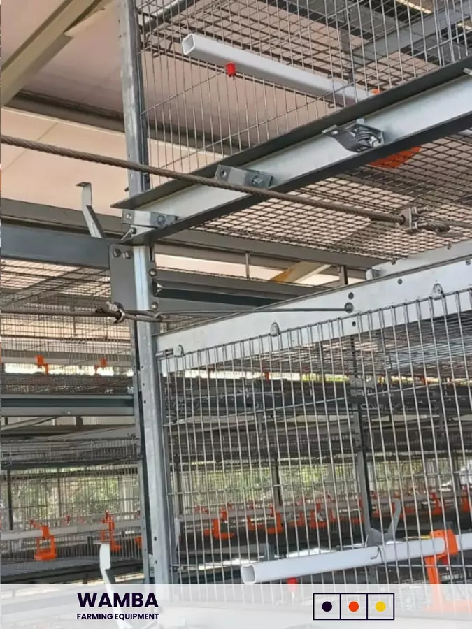 Open cage end with water system components.