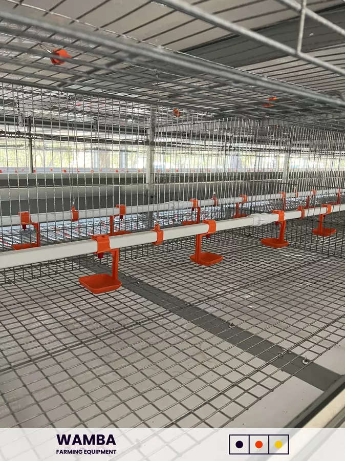 Cage section with drinking cups installed.
